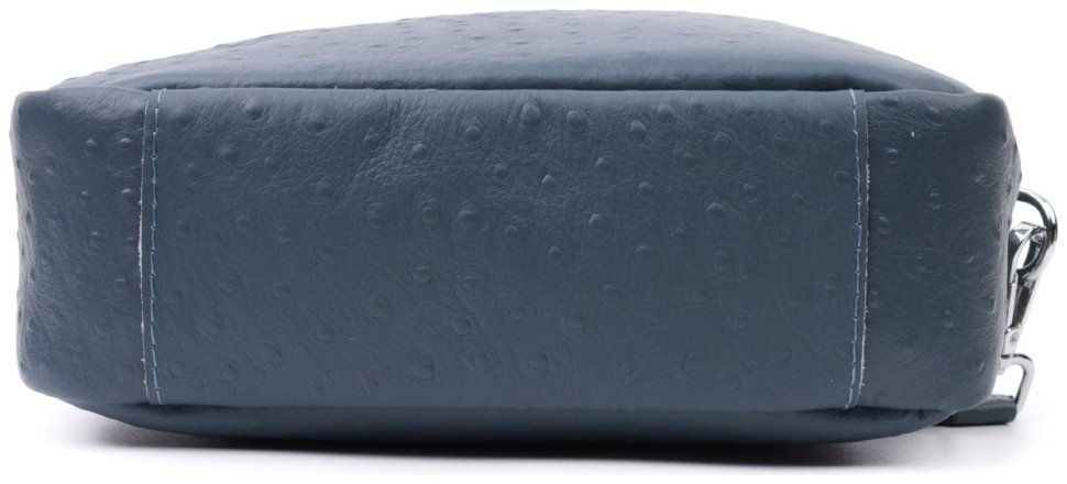 Женская сумка из фактурной натуральной кожи с текстильным ремнем Vintage 22661 Синяя modnotak фото №6