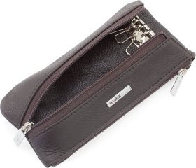 Фирменная коричневая кожаная длинная ключница KARYA (270539)