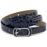 Синего цвета женский кожаный лаковый ремень фактура под рептилию Remar 21200 modnotak фото - 1