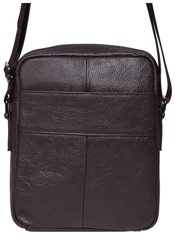 Шкіряна чоловіча сумка-планшет коричневого кольору з застібкою-блискавкою Borsa Leather 73005
