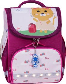 Каркасный школьный рюкзак для девочек из малинового текстиля Bagland 53305