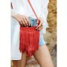 Шкіряна наплічна сумка кроссбоді червоного кольору з бахромою BlankNote Fleco (12664) - 1