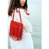 Кожаная наплечная сумка кроссбоди красного цвета с бахромой BlankNote Fleco (12664) - 2