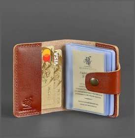 Универсальная кожаная визитница из гладкой кожи светло-коричневого цвета BlankNote (12228)