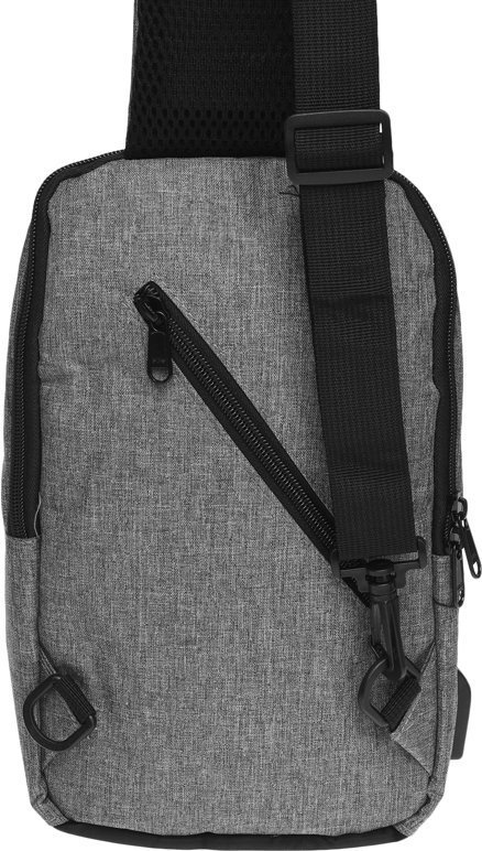 Чоловіча сумка-слінг сірого кольору з поліестеру Remoid (21943)