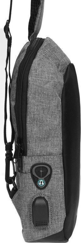 Мужская сумка-слинг серого цвета из полиэстера Remoid (21943)