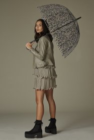 Зонт-трость женский Fulton Birdcage-2 L042 Leopard Camo (Трость, механика, прозрачный с принтом леопардовых пятен) 93905