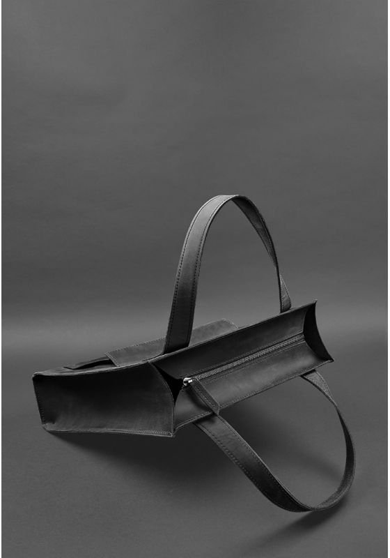 Чорна сумка шоппер зі шкіри високої якості з довгими ручками BlankNote Бетсі (12823)