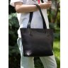 Жіноча сумка-шоппер із натуральної італійської шкіри чорного кольору з ручками Grande Pelle (19062) - 5