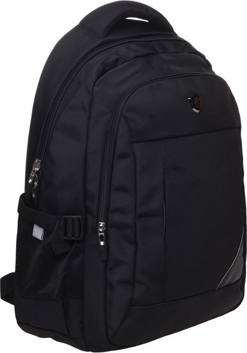 Мужской рюкзак из качественного полиэстера черного цвета с отделением под ноутбук Aoking (22143)