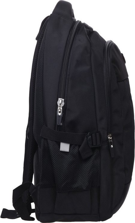 Чоловічий рюкзак із якісного поліестеру чорного кольору з відділенням під ноутбук Aoking (22143)