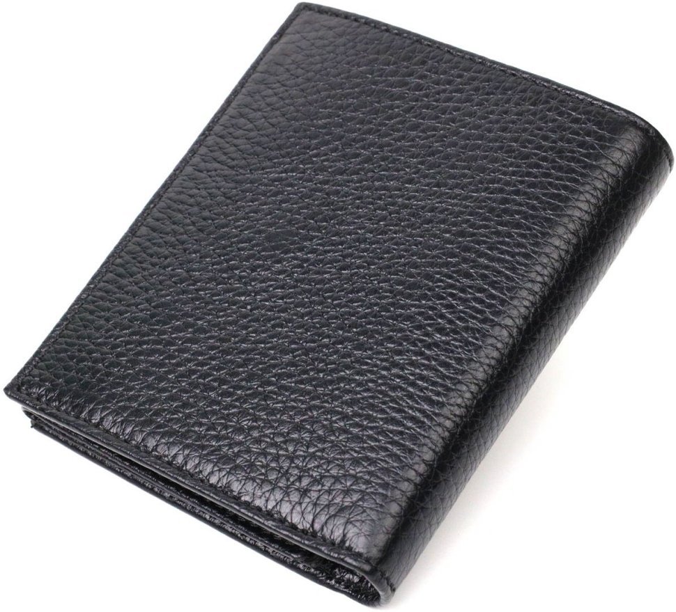 Невеликий чоловічий гаманець із натуральної зернистої шкіри без застібки BOND (2421988)