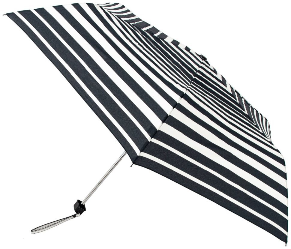 Зонт женский Fulton L340-040591 Miniflat-2 Bold Stripe (Круглый купол, черно-белая полоска) 94205 modnotak фото №1
