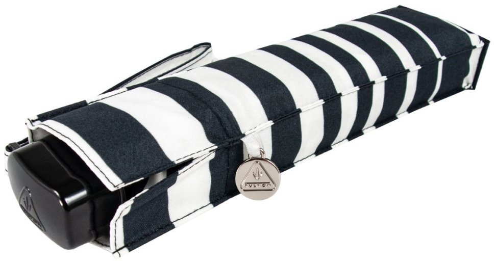 Зонт женский Fulton L340-040591 Miniflat-2 Bold Stripe (Круглый купол, черно-белая полоска) 94205 modnotak фото №4