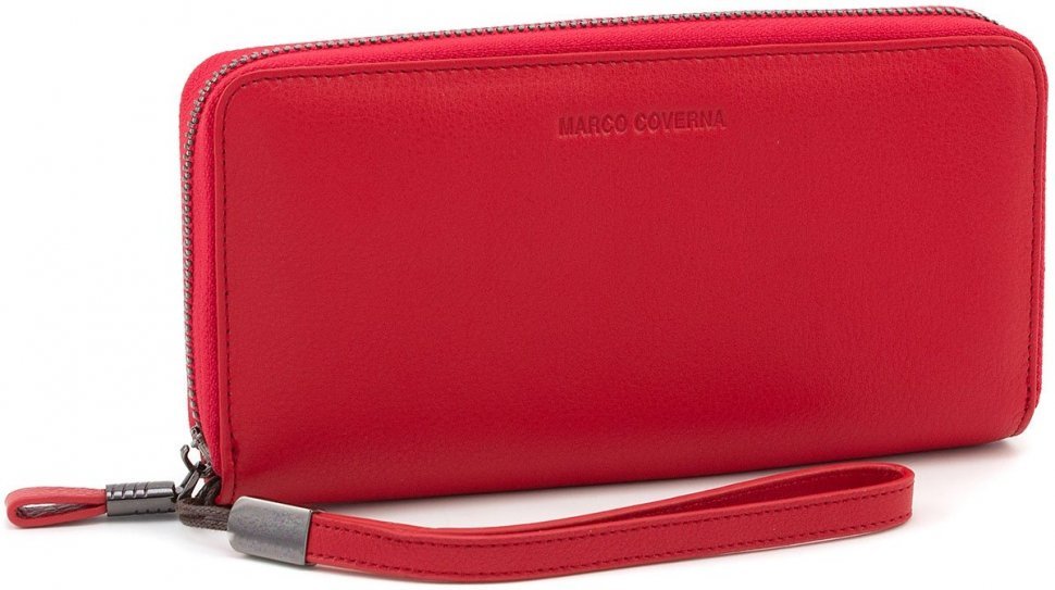  Жіночий гаманець на блискавки з шкіряним ремінцем Marco Coverna (1424 red)