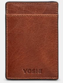 Мужской кардхолдер из натуральной матовой кожи Yoshi 94405 коричневого цвета