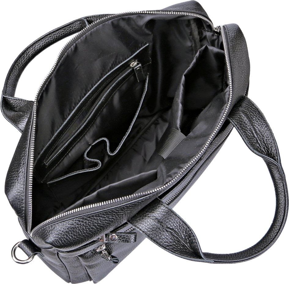 Чорна чоловіча сумка для ноутбука із зернистої шкіри з ручками SHVIGEL (11000)