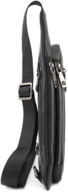 Мужская кожаная сумка-слинг через плечо H.T Leather 94505 (черная)
