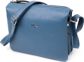 Блакитна жіноча сумка-кроссбоді на плече з натуральної шкіри KARYA (2420891)