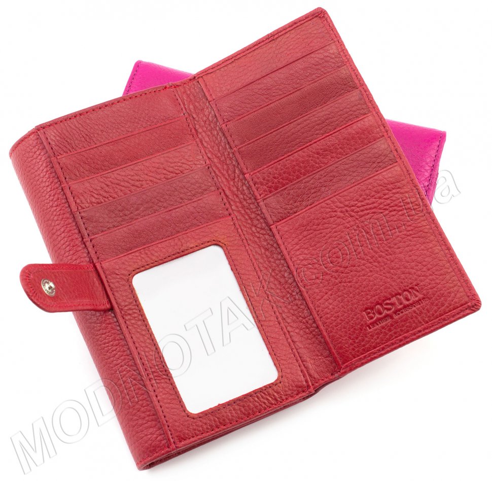 Красный кожаный кошелек с блоком для карточек ST Leather (17655)