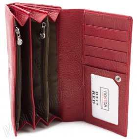 Червоний шкіряний гаманець з блоком для карток ST Leather (17655) - 2