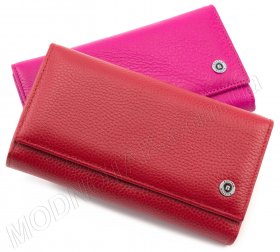 Червоний шкіряний гаманець з блоком для карток ST Leather (17655)