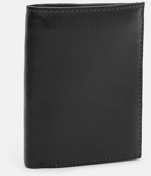 Зручний чоловічий шкіряний гаманець чорного кольору без застібки Ricco Grande 65005