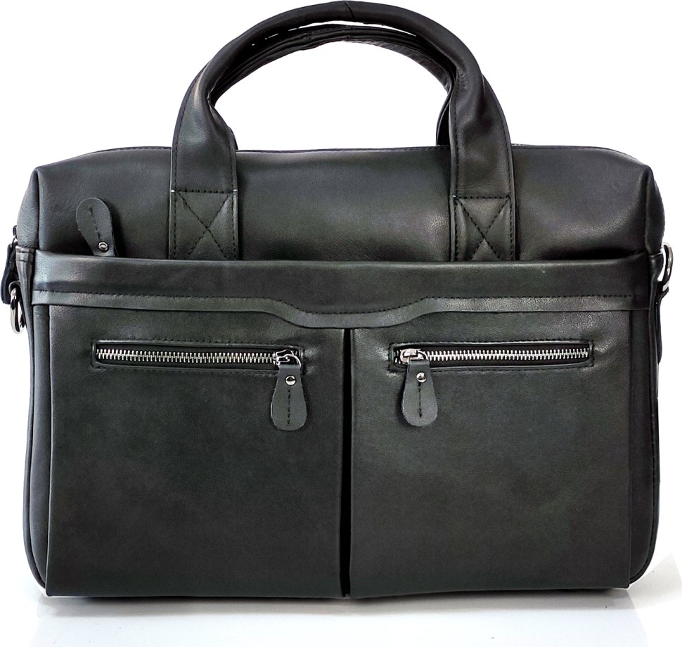 Класична чоловіча сумка для ноутбука з натуральної чорної шкіри Tiding Bag (21208)