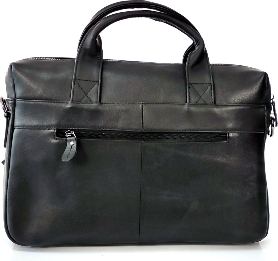Класична чоловіча сумка для ноутбука з натуральної чорної шкіри Tiding Bag (21208)