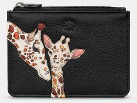 Кожаный женский кардхолдер с RFID-защитой Yoshi Y1219 Morton черного цвета с нашивкой жирафа 95505