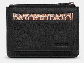 Кожаный женский кардхолдер с RFID-защитой Yoshi Y1219 Morton черного цвета с нашивкой жирафа 95505