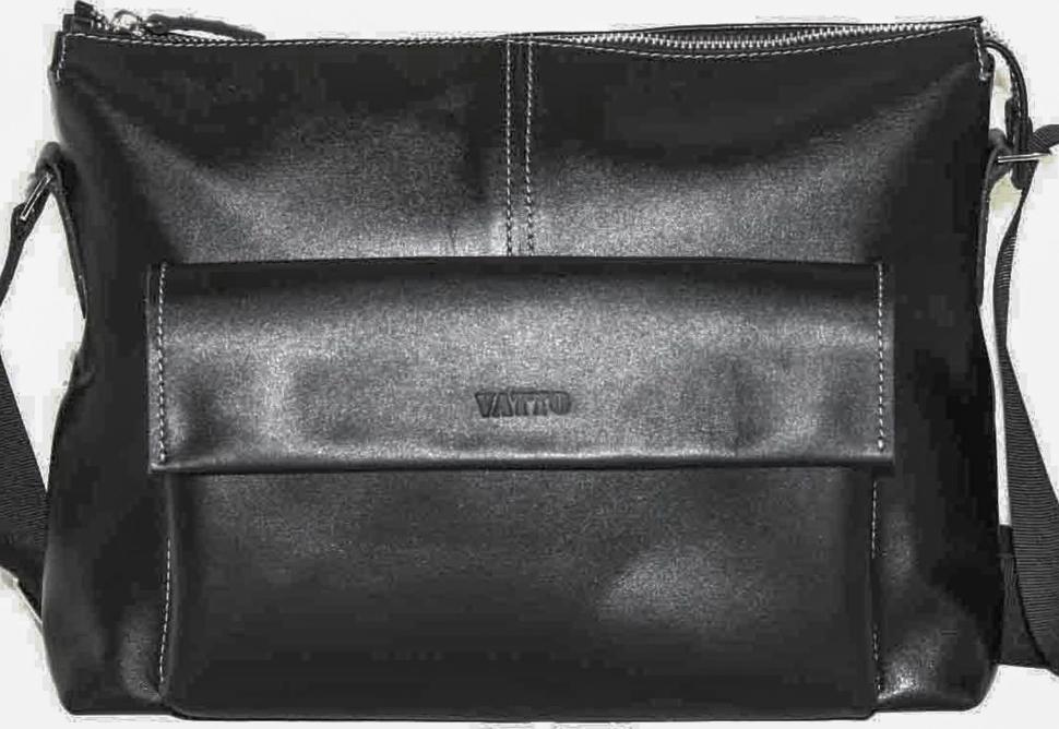 Наплічна сумка месенджер з гладкої шкіри в чорному кольорі VATTO (11946)
