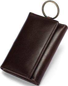 Темно-коричневая кожаная ключница на кнопках Vintage (2414931)
