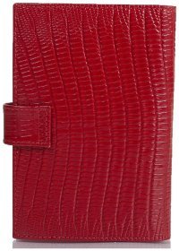 Лакированная обложка для документом из натуральной кожи с лазерной фактурой Desisan 106805 красного цвета