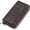 Удобный кошелек-клатч коричневого цвета из премиальной кожи крокодила CROCODILE LEATHER (024-18006) - 1