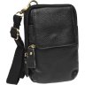Миниатюрная мужская сумка через плечо из натуральной кожи черного цвета Keizer (21397) - 1