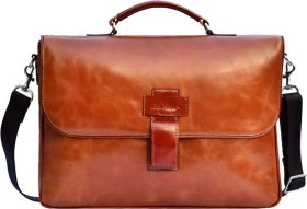 Стильный рыжий портфель из натуральной кожи с отсеком под ноутбук Issa Hara (21173)