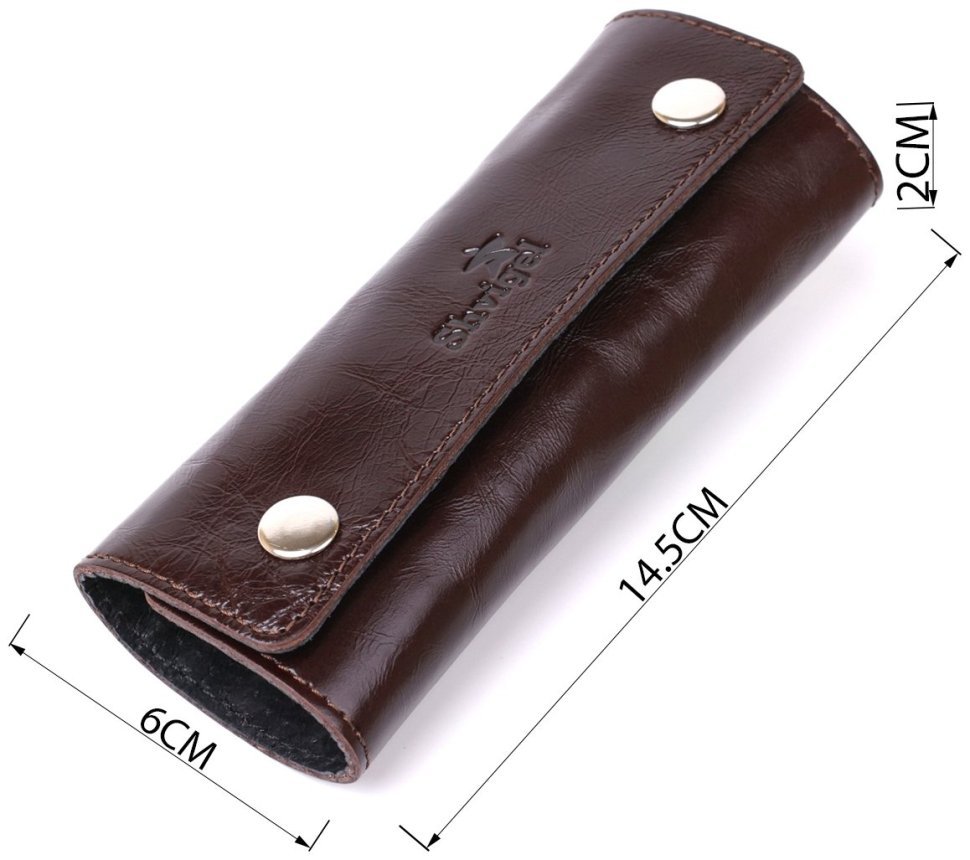 Коричневая кожаная ключница с фиксацией на кнопки Shvigel (2416534) modnotak фото №9