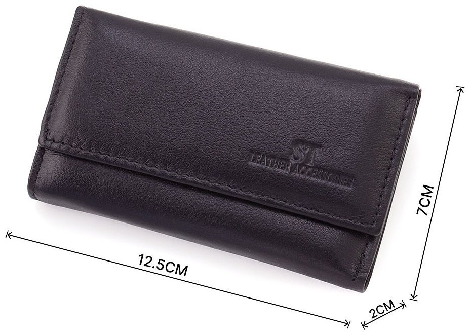 Шкіряна ключниця чорного кольору на кнопках ST Leather 1767205 фото №3 Шкіряна ключниця чорного кольору на кнопках ST Leather 1767205 modnotak фото №3