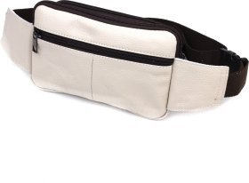 Біла сумка-бананка на пояс із натуральної шкіри Vintage (2421305)