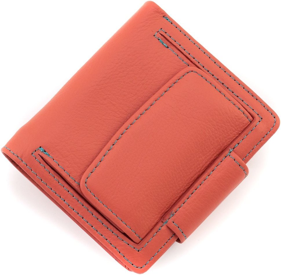 Жіночий маленький шкіряний гаманець рожевого кольору на магніті ST Leather 1767305