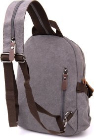 Серый текстильный рюкзак с коричневыми вставками Vintage (20601)