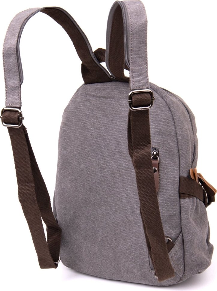Сірий текстильний рюкзак з коричневими вставками Vintage (20601)