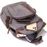 Сірий текстильний рюкзак з коричневими вставками Vintage (20601) - 6