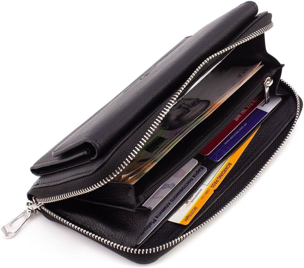 Чорний чоловічий гаманець-клатч із натуральної шкіри ST Leather 1767405