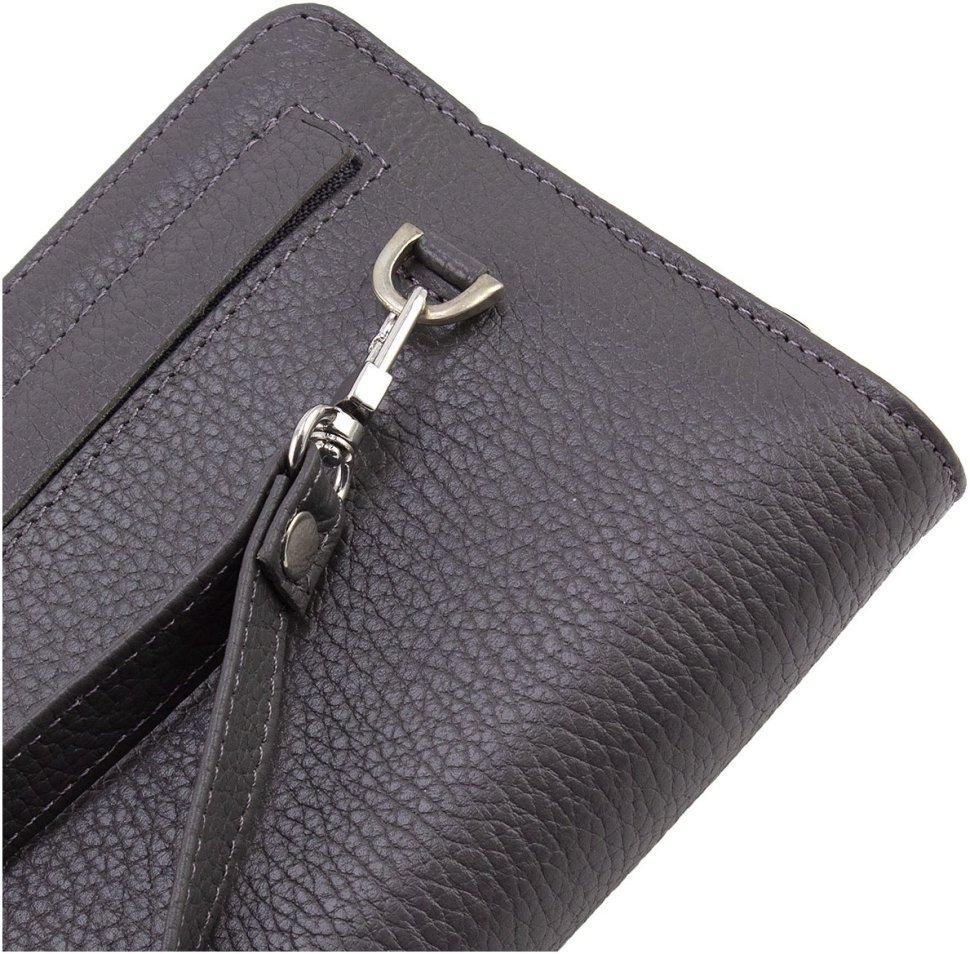 Сірий жіночий гаманець-клатч із натуральної шкіри на зап'ястя Karya 67505