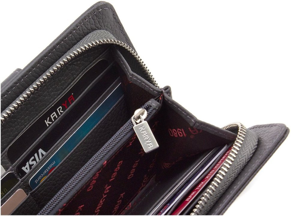 Сірий жіночий гаманець-клатч із натуральної шкіри на зап'ястя Karya 67505