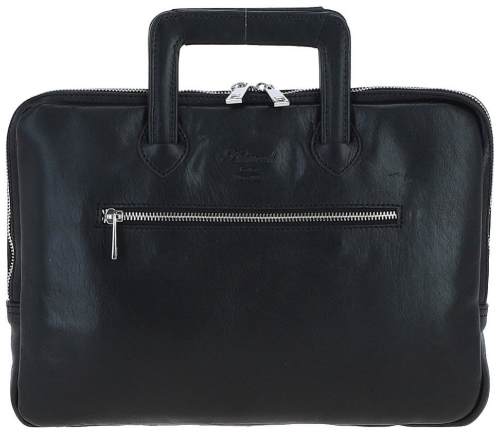 Шкіряна сумка для ноутбука до 13" на кожен день з ручками для носіння Ashwood PL45 Black 97805 чорного кольору modnotak фото №1