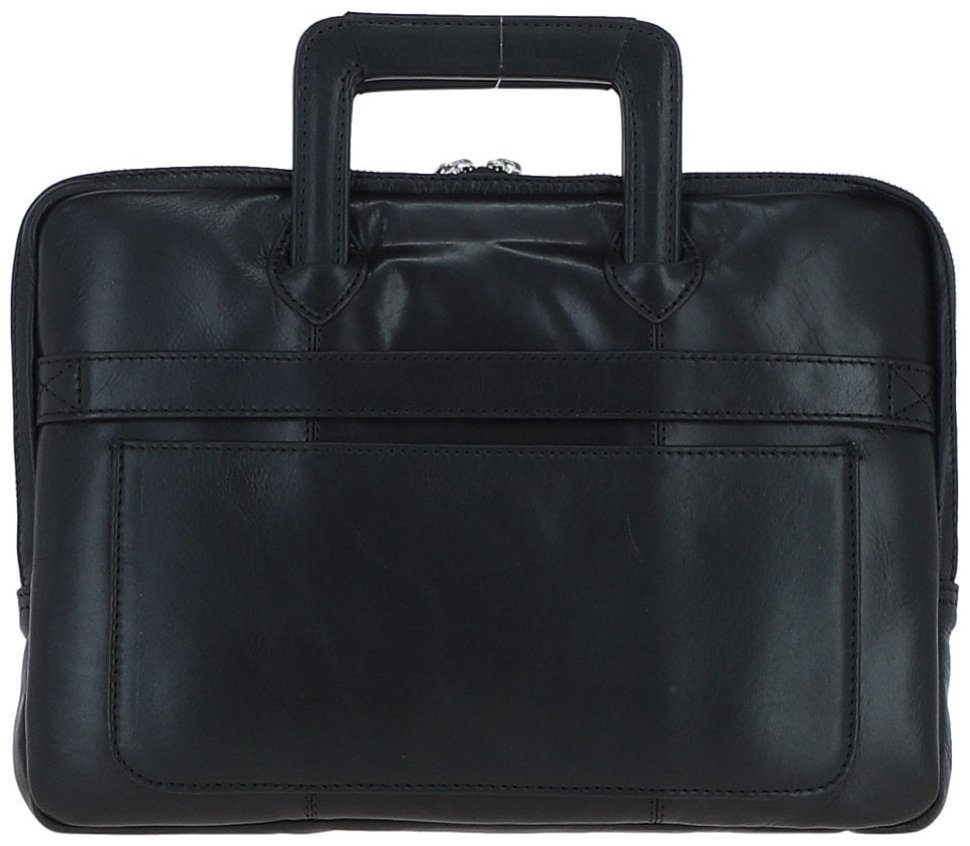 Шкіряна сумка для ноутбука до 13" на кожен день з ручками для носіння Ashwood PL45 Black 97805 чорного кольору modnotak фото №2
