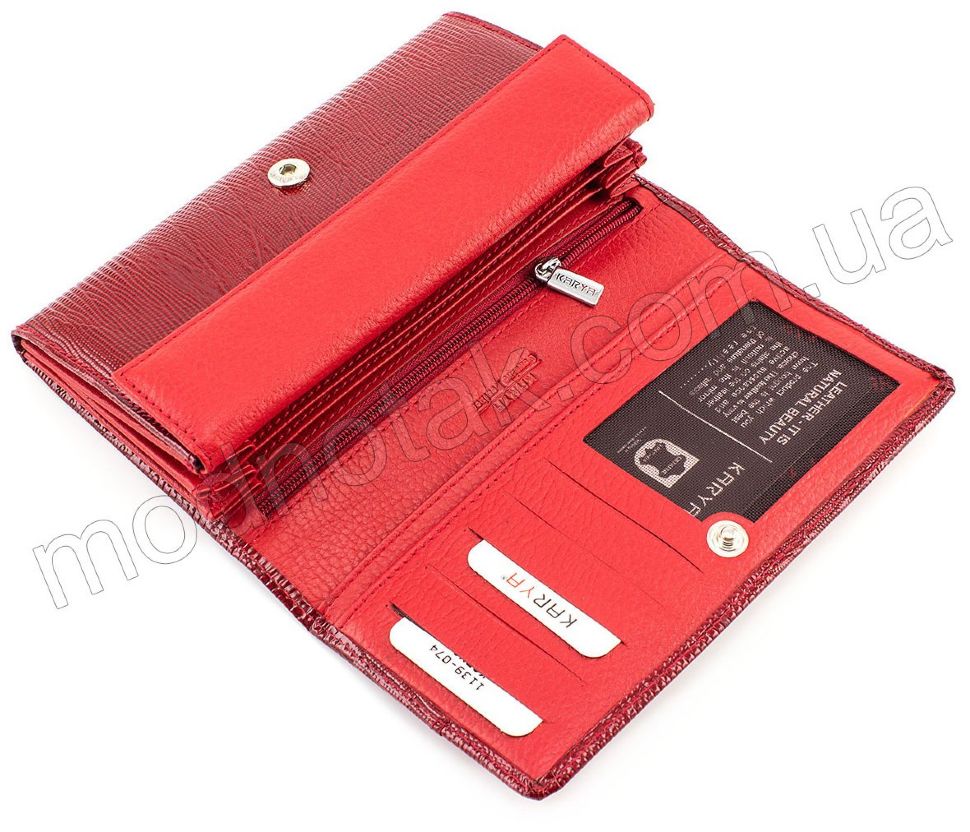 Красный лаковый кошелек на кнопке KARYA (1139-074)